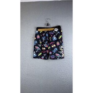 Hurley‎ Swim Trunks Boys Medium 10-12 Black Neon Skeleton Shark Graphic Shorts